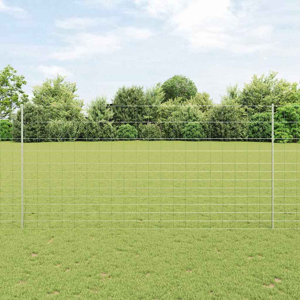 vidaXL Fence with Post Silver-coloured