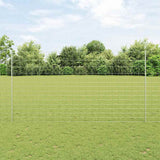 vidaXL Fence with Post Silver-coloured