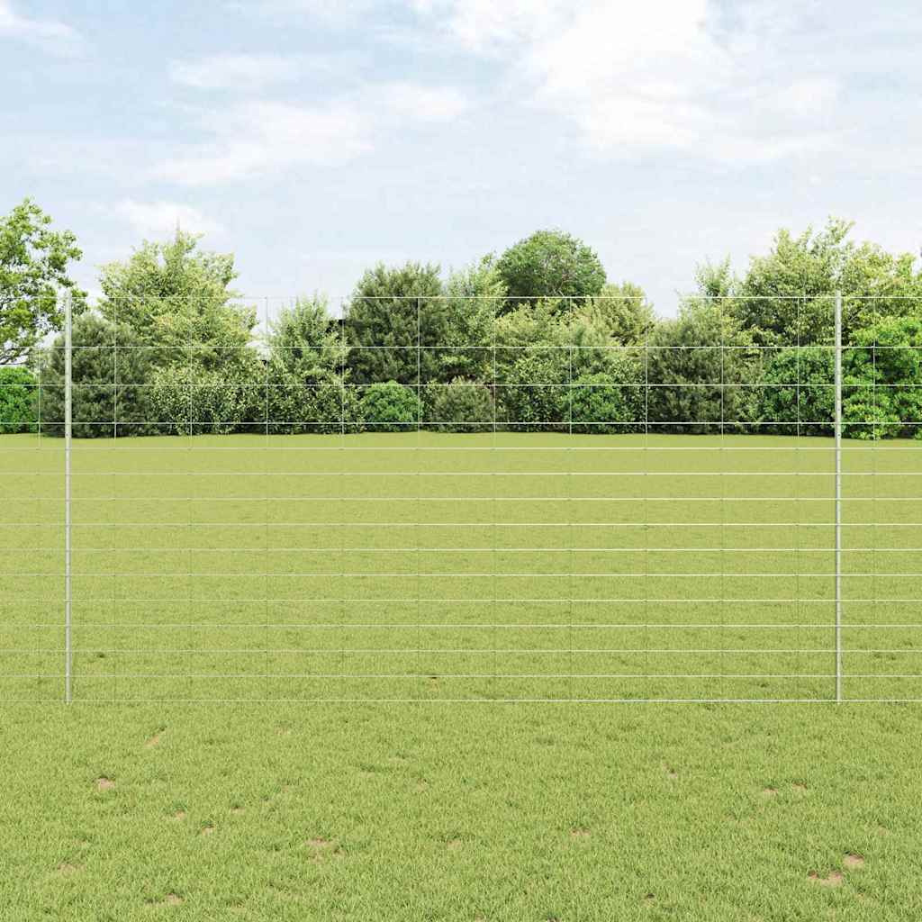 vidaXL Fence with Post Silver-coloured
