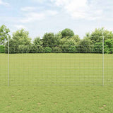 vidaXL Fence with Post Silver-coloured