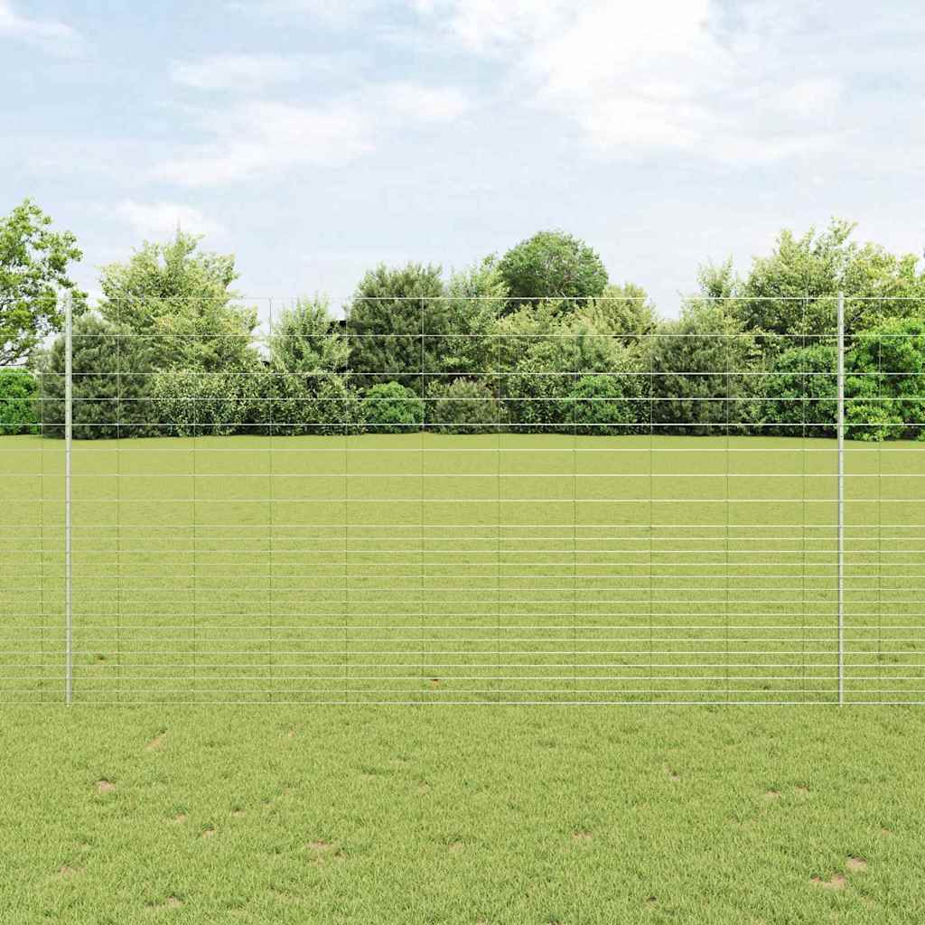 vidaXL Fence with Post Silver-coloured