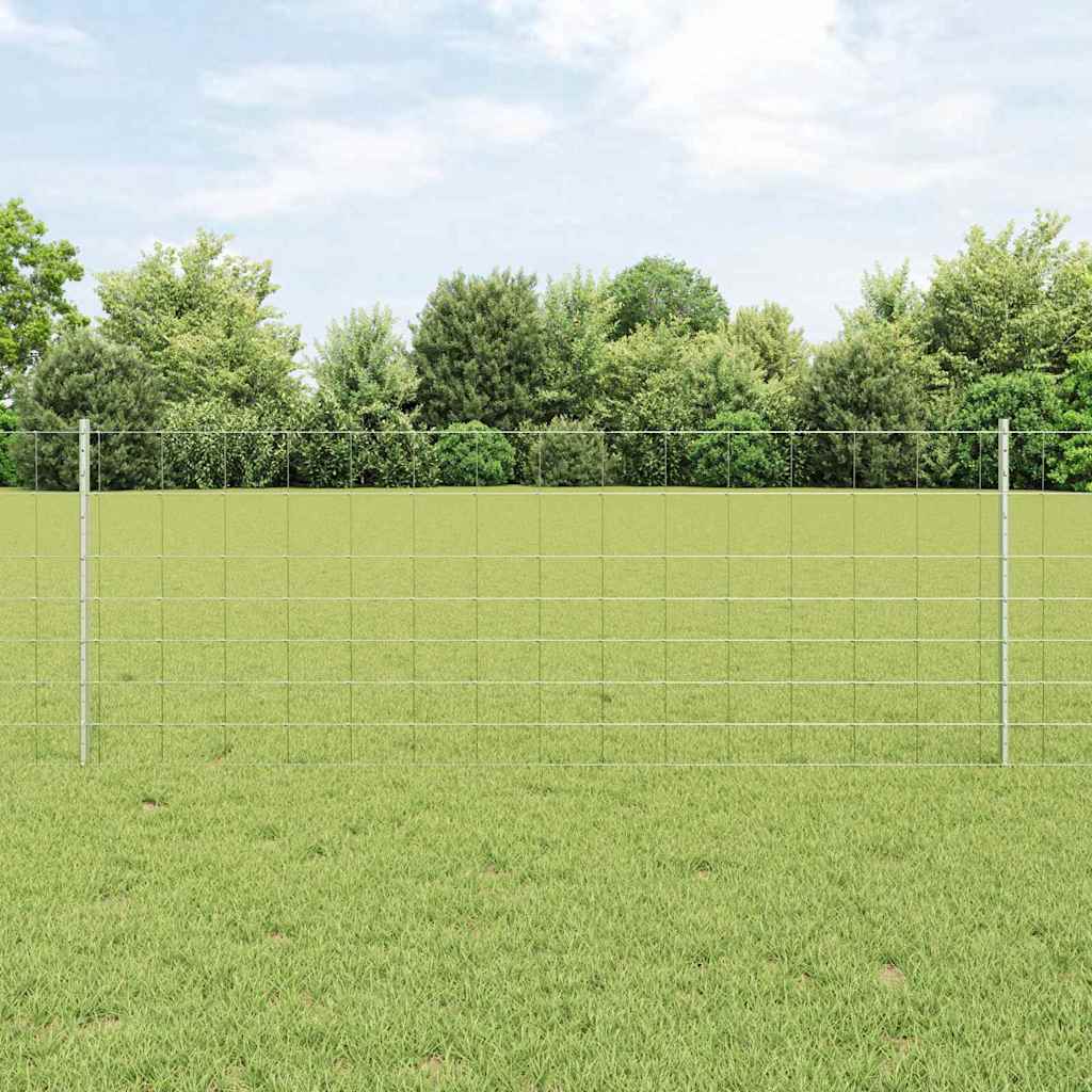 vidaXL Fence with Post Silver-coloured