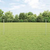 vidaXL Fence with Post Silver-coloured