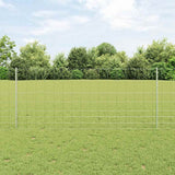 vidaXL Fence with Post Silver-coloured