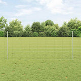 vidaXL Fence with Post Silver-coloured