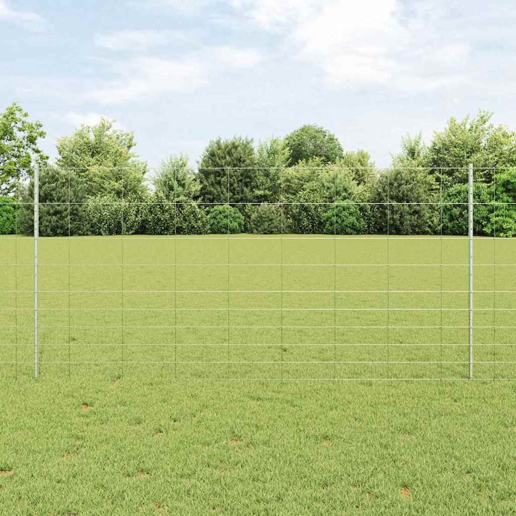 vidaXL Fence with Post Silver-coloured