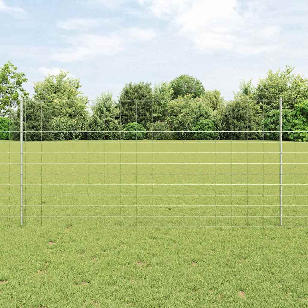 vidaXL Fence with Post Silver-coloured