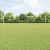 vidaXL Fence with Post Silver-coloured