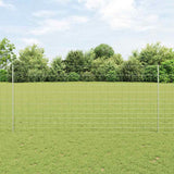 vidaXL Fence with Post Silver-coloured