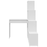 vidaXL Hoekbureau met plank Wit 101,5 x 149,5 x 149,5 cm Bewerkt hout