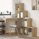 vidaXL Hoekbureau met plank Wit 101,5 x 149,5 x 149,5 cm Bewerkt hout