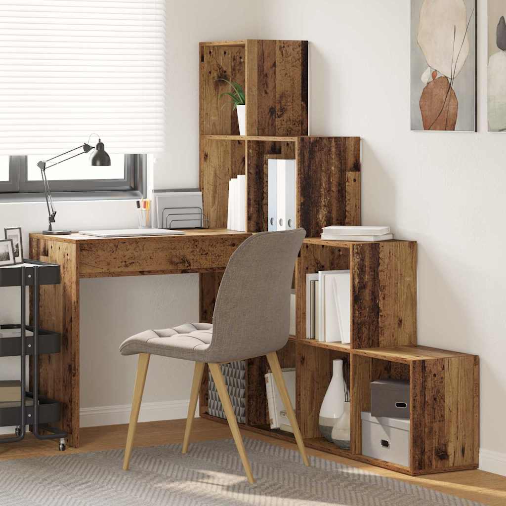 vidaXL Hoekbureau met plank Wit 101,5 x 149,5 x 149,5 cm Bewerkt hout