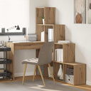 vidaXL Hoekbureau met plank Wit 101,5 x 149,5 x 149,5 cm Bewerkt hout