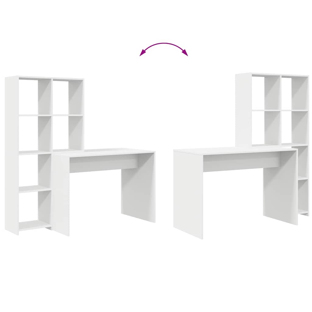 vidaXL Bureau met plank Wit 138,5 x 55 x 143 cm Bewerkt hout