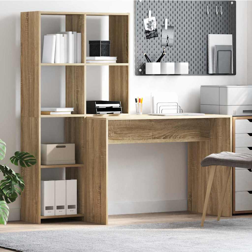 vidaXL Bureau met plank Wit 138,5 x 55 x 143 cm Bewerkt hout