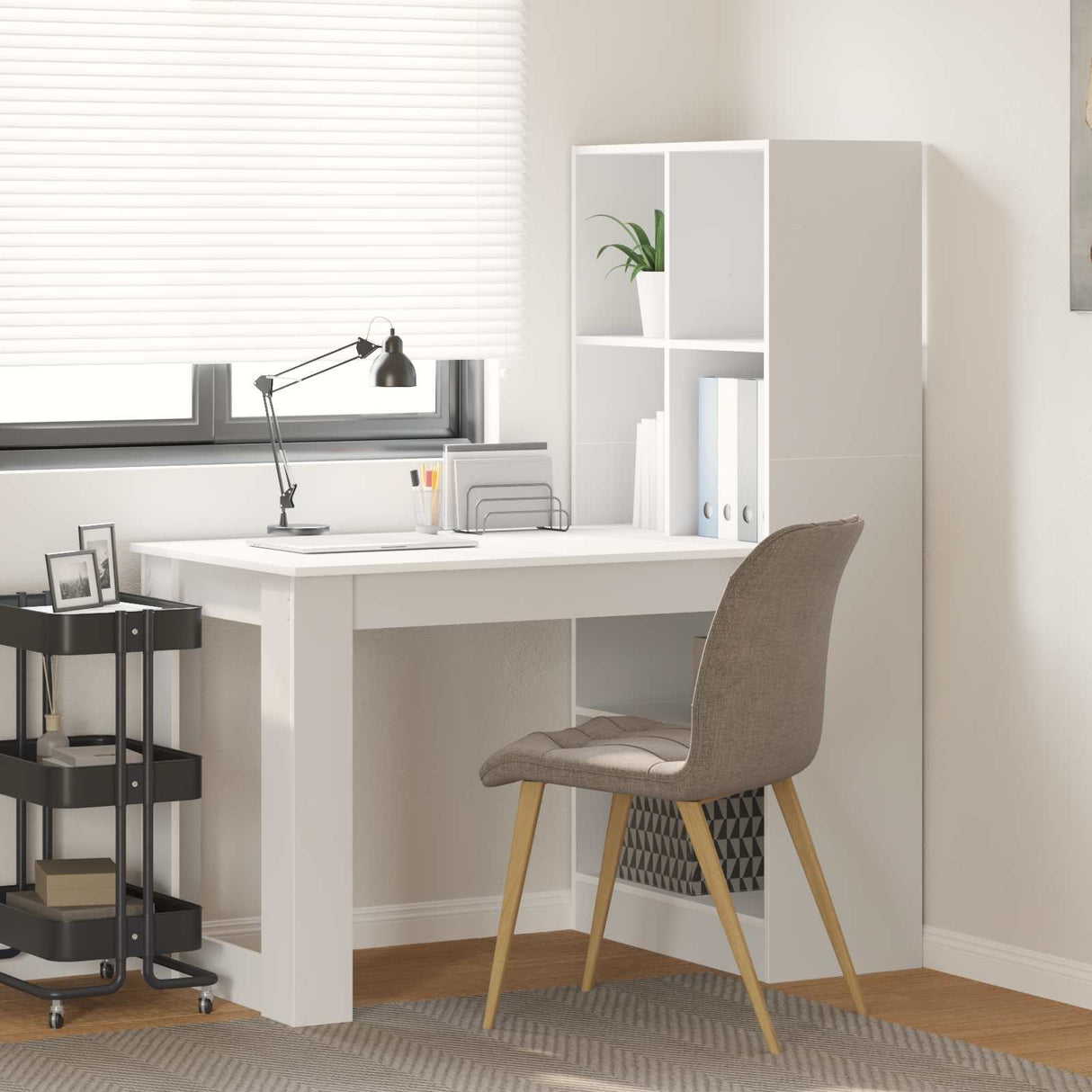 vidaXL Bureau met plank met opslag Wit 122 x 67 x 145 cm Bewerkt hout