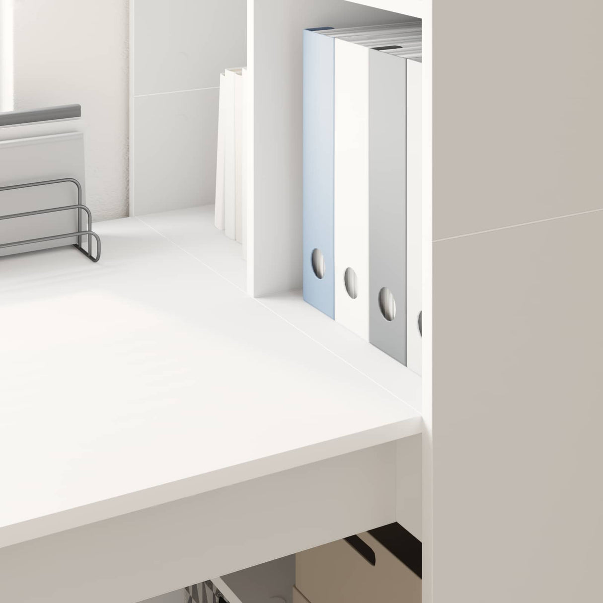 vidaXL Bureau met plank met opslag Wit 122 x 67 x 145 cm Bewerkt hout