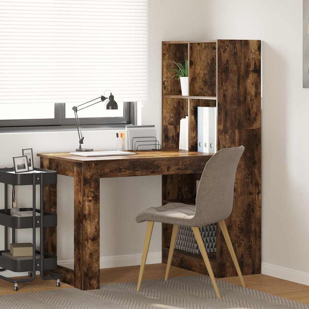 vidaXL Bureau met plank met opslag Wit 122 x 67 x 145 cm Bewerkt hout