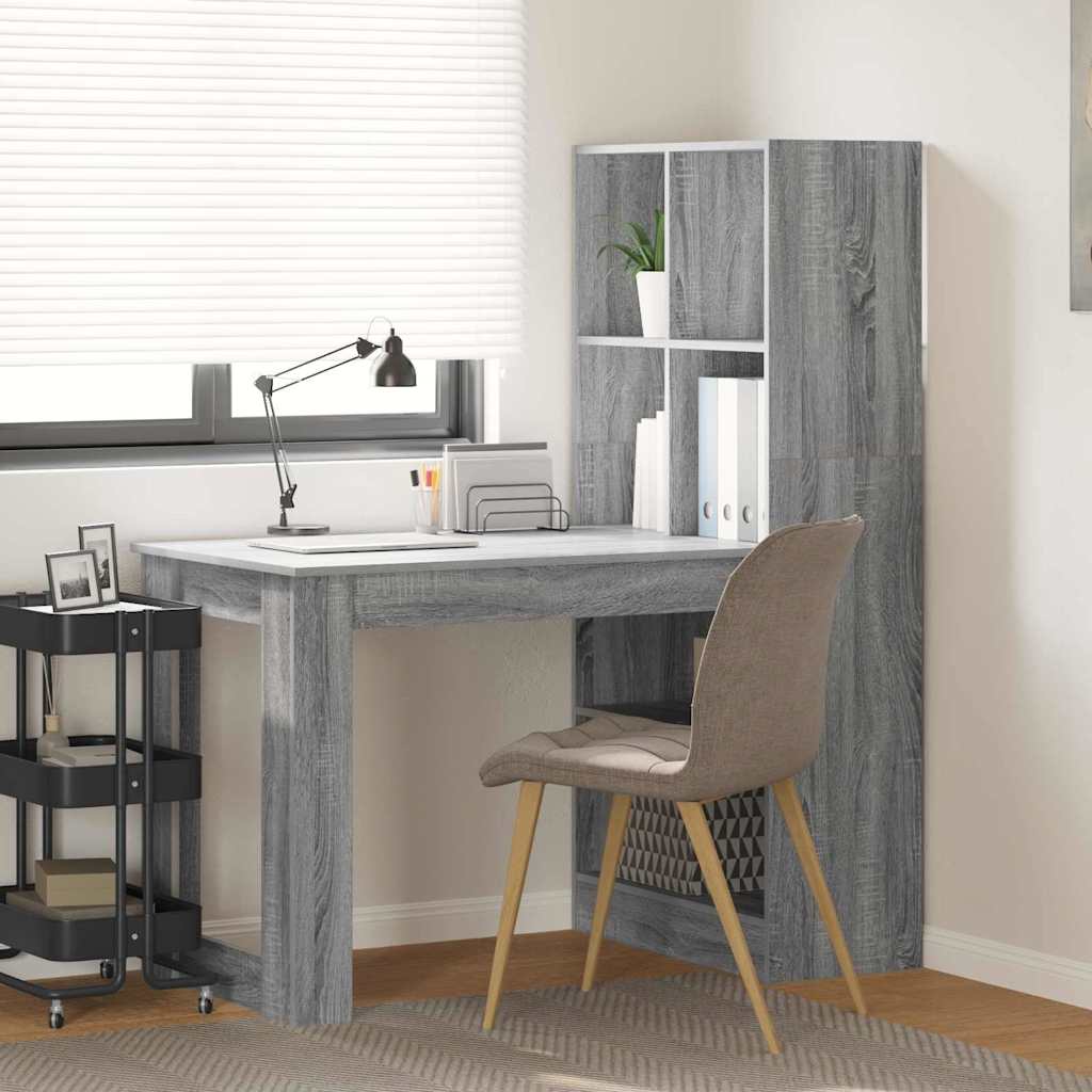 vidaXL Bureau met plank met opslag Wit 122 x 67 x 145 cm Bewerkt hout