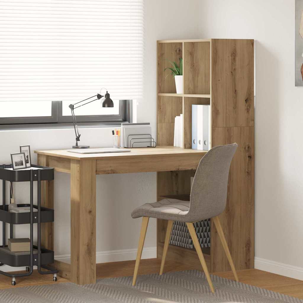 vidaXL Bureau met plank met opslag Wit 122 x 67 x 145 cm Bewerkt hout