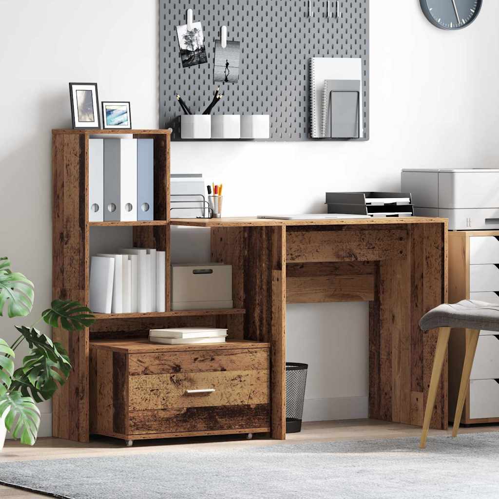 vidaXL Bureau met lade Wit 131,5 x 50 x 106,5 cm Bewerkt hout