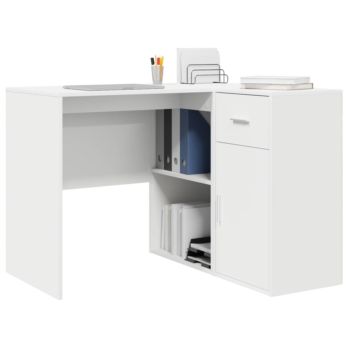 vidaXL Hoekbureau met lade Wit 102 x 88 x 75 cm