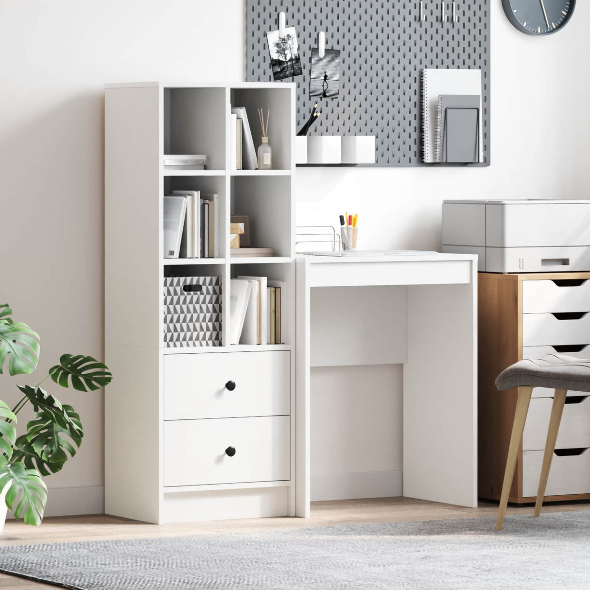 vidaXL Bureau met lade 2 pcs Wit