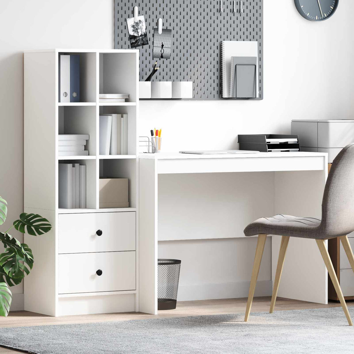 vidaXL Bureau met lade 2 pcs Wit