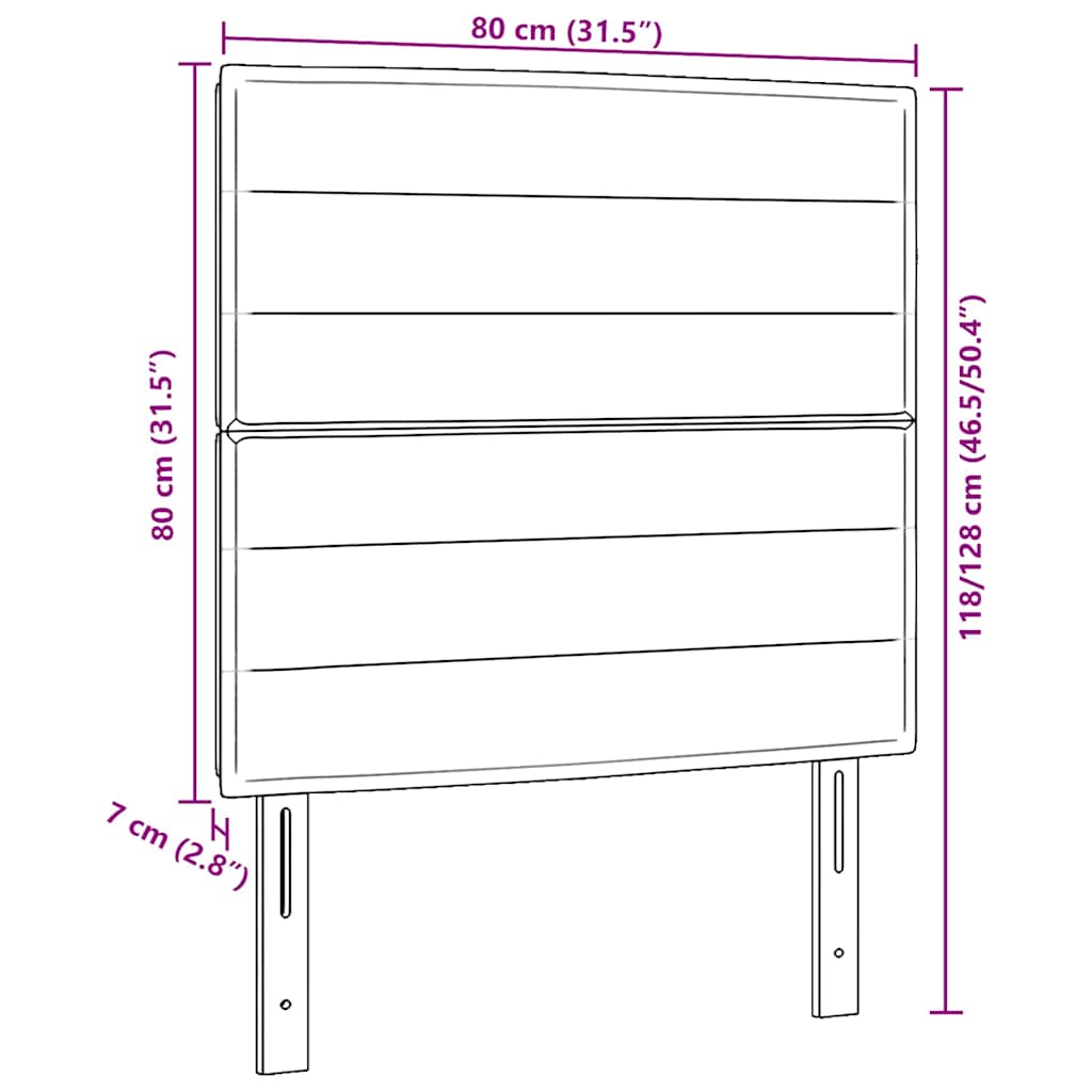 vidaXL Hoofdbord Lichtgrijs 80 cm Stof