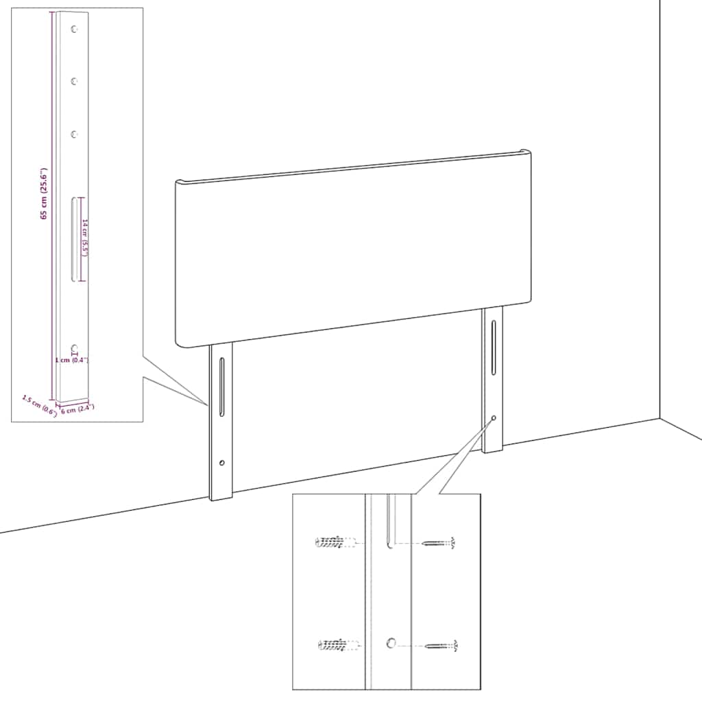 vidaXL Hoofdbord Lichtgrijs 80 cm Corduroy stof