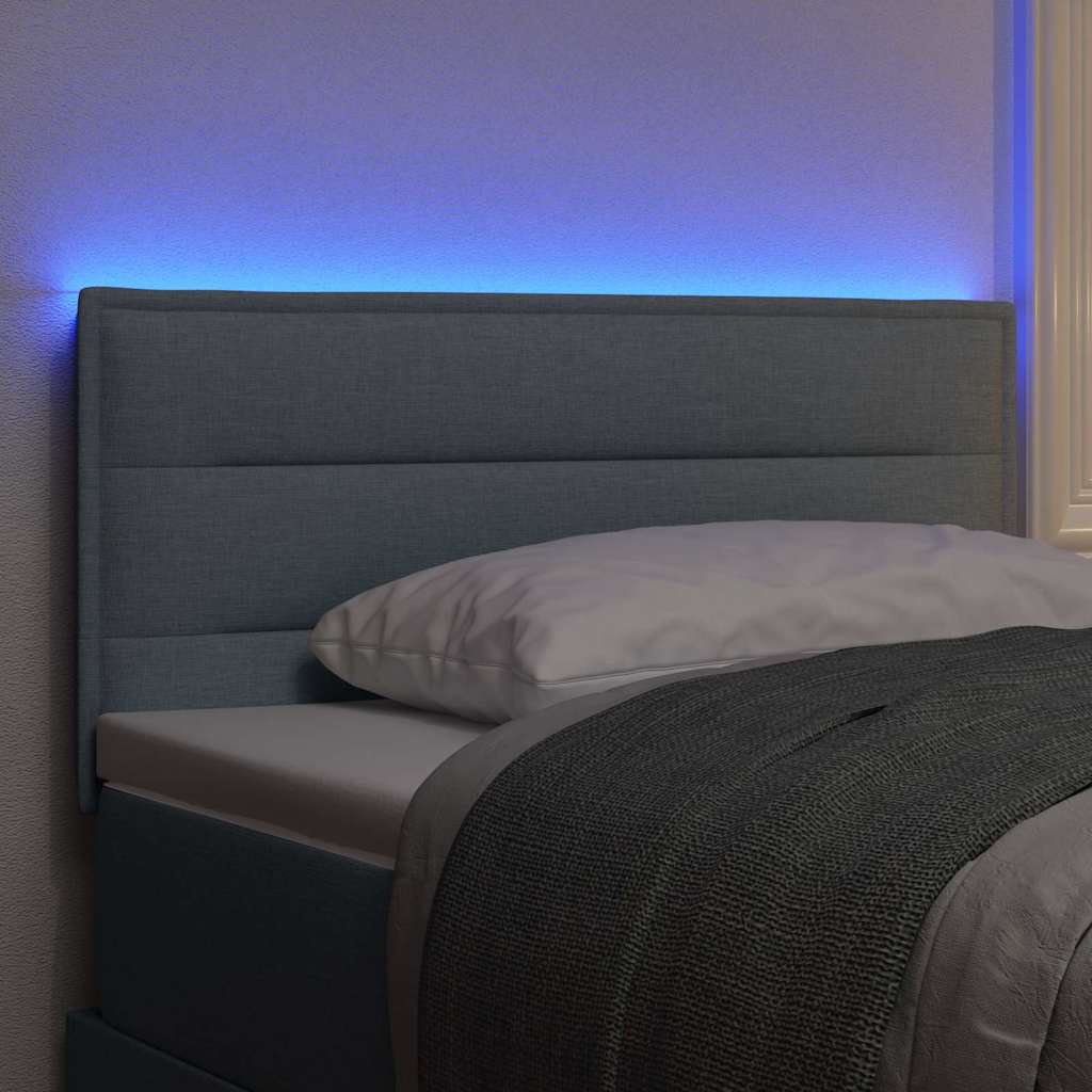 vidaXL LED Hoofdbord met LED -striplichten Lichtgrijs 80 cm Polyester