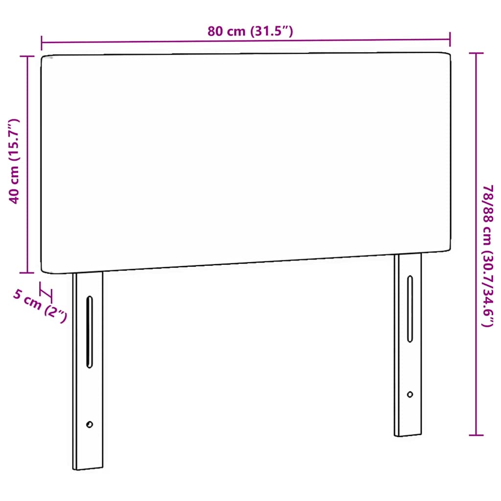 vidaXL LED Headboard with LED Strip Lights Light Grey 80 cm Polyester