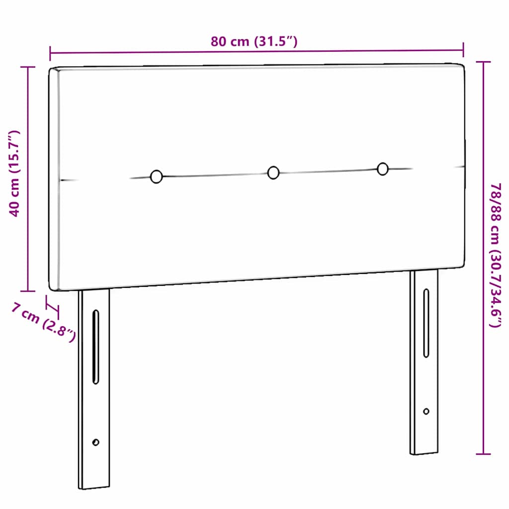 vidaXL LED Hoofdbord met LED -striplichten Donkergrijs 80 cm Polyester