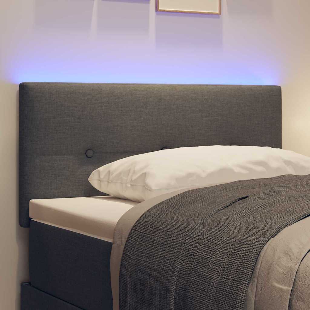 vidaXL LED Hoofdbord met LED -striplichten Donkergrijs 80 cm Polyester
