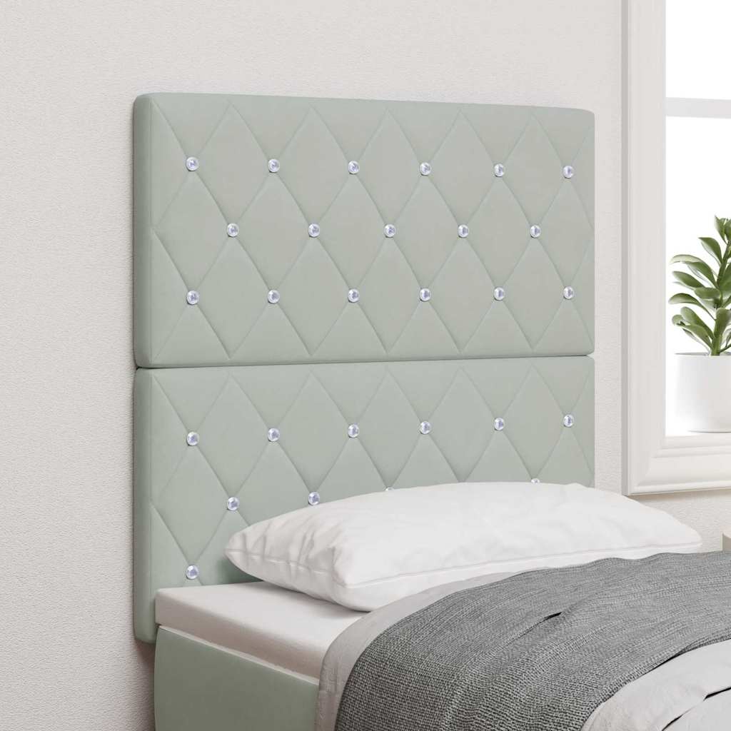 vidaXL LED Headboard with LED Strip Lights Light Grey 80 cm Polyester