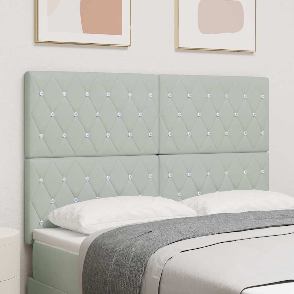 vidaXL LED Headboard with LED Strip Lights Light Grey 80 cm Polyester
