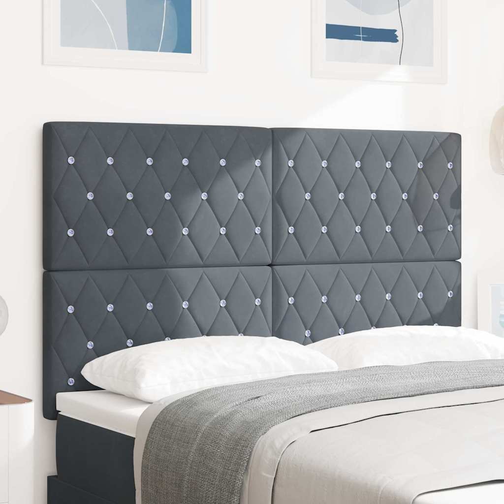 vidaXL LED Headboard with LED Strip Lights Light Grey 80 cm Polyester
