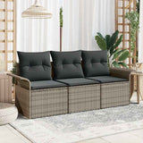 vidaXL Bankstel met kussen 3 pcs Zwart poly rattan