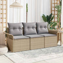 vidaXL Bankstel met kussen 3 pcs Zwart poly rattan