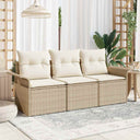 vidaXL Bankstel met kussen 3 pcs Zwart poly rattan