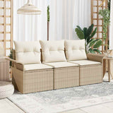 vidaXL Bankstel met kussen 3 pcs Zwart poly rattan