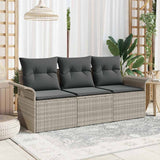vidaXL Bankstel met kussen 3 pcs Zwart poly rattan