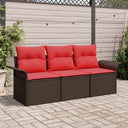 vidaXL Bankstel met kussen 3 pcs Bruin en Rood poly rattan