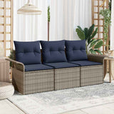 vidaXL Bankstel met kussen 3 pcs Bruin en Rood poly rattan