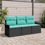 vidaXL Bankstel met kussen 3 pcs Bruin en Rood poly rattan