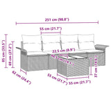 vidaXL Bankstel met kussen 5 pcs Zwart poly rattan