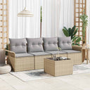 vidaXL Bankstel met kussen 5 pcs Zwart poly rattan