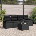 vidaXL Bankstel met kussen 5 pcs Zwart poly rattan