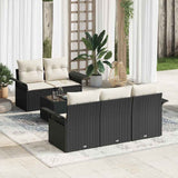 vidaXL Bankstel met kussen 6 pcs Zwart poly rattan