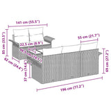 vidaXL Bankstel met kussen 6 pcs Zwart poly rattan